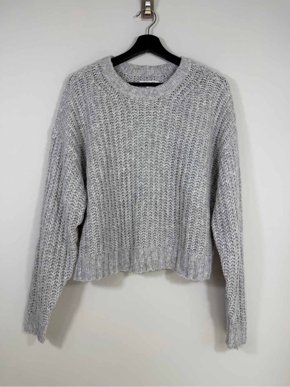 American Eagle Gray Chunky Knit Oversized Crewneck Sweater Women’s M